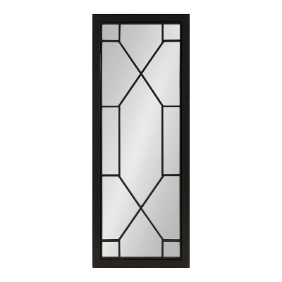 Mavis Black Framed Rectangular Wall Mirror with Geometric Inlay