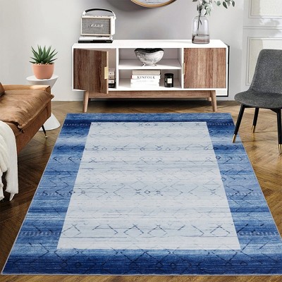 Modern Bordered Rug Washable Area Rugs for Living Room Bedroom