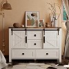 SinCiDo Farmhouse 48" Dresser w/4 Drawers & 2 Barn Doors, Chest of Drawers & Rustic TV Stand w/Adjustable Shelf for Living Room - 3 of 4