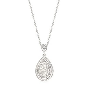 Slickblue Teardrop Crest Pendant for Women, Rhodium Plated, Cubic Zirconia, 18-Inch Chain - 1 of 3