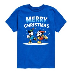 Boys' - Disney - Mickey And Minnie Merry Christmas Ice Skating Short Sleeve Graphic T-Shirt - 1 of 4