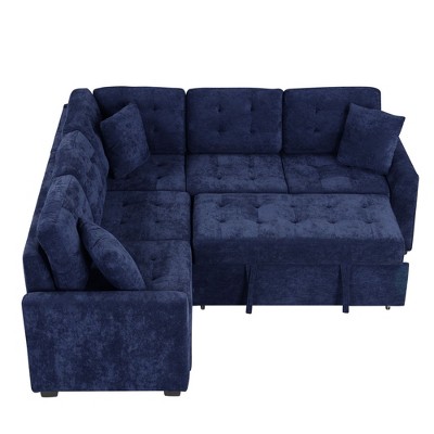 NicBex Modern 82.6" Pull Out Sofa Bed Velvet Convertible Sleeper Sofa with USB Ports for Living Room