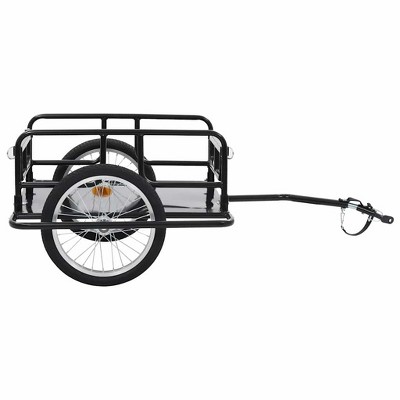 Black Steel Two-Wheeled Bike Cargo Trailer with Quick-Release Hitch