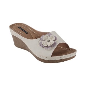 GC Shoes Naples Flower Comfort Slide Wedge Sandals - 1 of 4