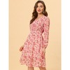 Allegra K Women's Floral Print V-Neck Smocked Waist Midi Dress - 2 of 4