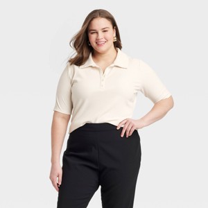 Women's Elbow Sleeve Polo Shirt - A New Day™ - 1 of 3
