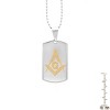 Steeltime 24" Men's two tone stainless steel and 18k gold plated masonic dog tag pendant - 2 of 3