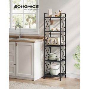 SONGMICS 5-Tier Metal Storage Rack, Shelving Unit with X Side Frames, Dense Mesh, 12.6 x 15.7 x 57.3 Inches, Ink Black - 1 of 4