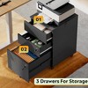GALAXHERO 3-Drawer Rolling File Cabinet with Lock, Wood Under Desk Filing Cabinet for Home Office, Fits Letter/Legal/A4 Size - 3 of 4