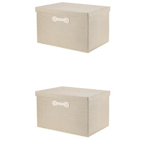 REGALWOVEN Collapsible Fabric Storage Bin with Lid and Handle for Shelves Closet 2 Pcs - 1 of 4