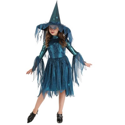 Girls Blue Witch Halloween Costume - Meadow, The Peacock Witch , on sale 13