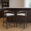 HomeRoots Set of Two 31" Gray and Espresso Fabric and Solid Wood Low Back Bar Height Bar Chairs - 2 of 4