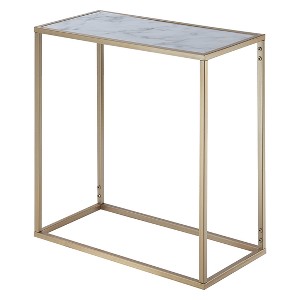 Gold Coast Faux Marble Chairside Table: Victorian Elegance, Breezy Design - Breighton Home - 1 of 3