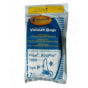 EnviroCare Replacement Micro Filtration Vacuum Bags Designed to fit Royal AiroPro Type P Canisters 7 bags and 1 Filter - 1 of 4