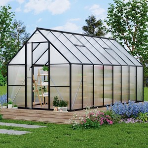 Aluminum-Framed Polycarbonate Greenhouse, Heavy Duty, with Quick Setup Structure and Roof Vent, Large Enhanced Aluminum GreenhouseKit for Outdoors - 1 of 4