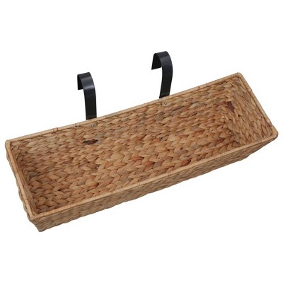 Set of 2 Brown Water Hyacinth Balcony Planters with Removable Pots