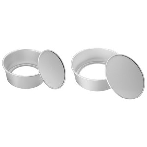 Unique Bargains Aluminum Alloy Nonstick Coating Removable Bottom Durable Round Cake Pan 1 Set - 1 of 4