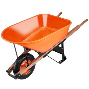 VEVOR Wheelbarrow Cart, 6 Cu. Ft. Load & 330 lbs Capacity, One Wheel Garden Dump Cart Wheel Barrow with Metal Handle &  16"  Wide Track Wheels - 1 of 4