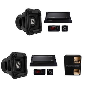 Kicker (2) SOLOX & WarHorse Competition Bundle, (2) 49L7X122 12" Subwoofer, (2) 49WXA36001 Amp & Dual Unloaded Enclosure - 1 of 4