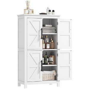 HOMCOM Bathroom Floor Cabinet, Farmhouse Bathroom Cabinet with Barn Doors, Bathroom Storage Cabinet with Adjustable Shelf - 1 of 4