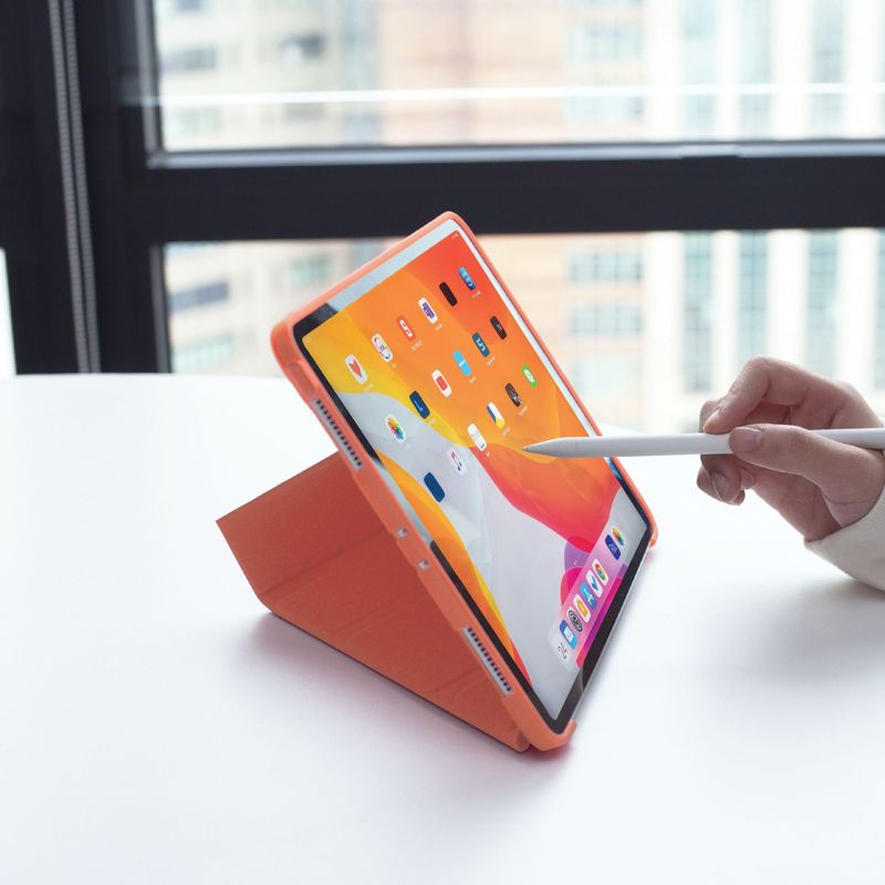 Insten - Tablet Case for iPad Pro 11" 2020, Multifold Stand, Magnetic Cover Auto Sleep/Wake, Pencil Charging, Orange, 2 of 10