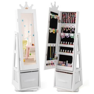 Infans Kids Jewelry Cabinet w/ Full-Length Mirror Foldable Drawer Anti-toppling System - 1 of 4