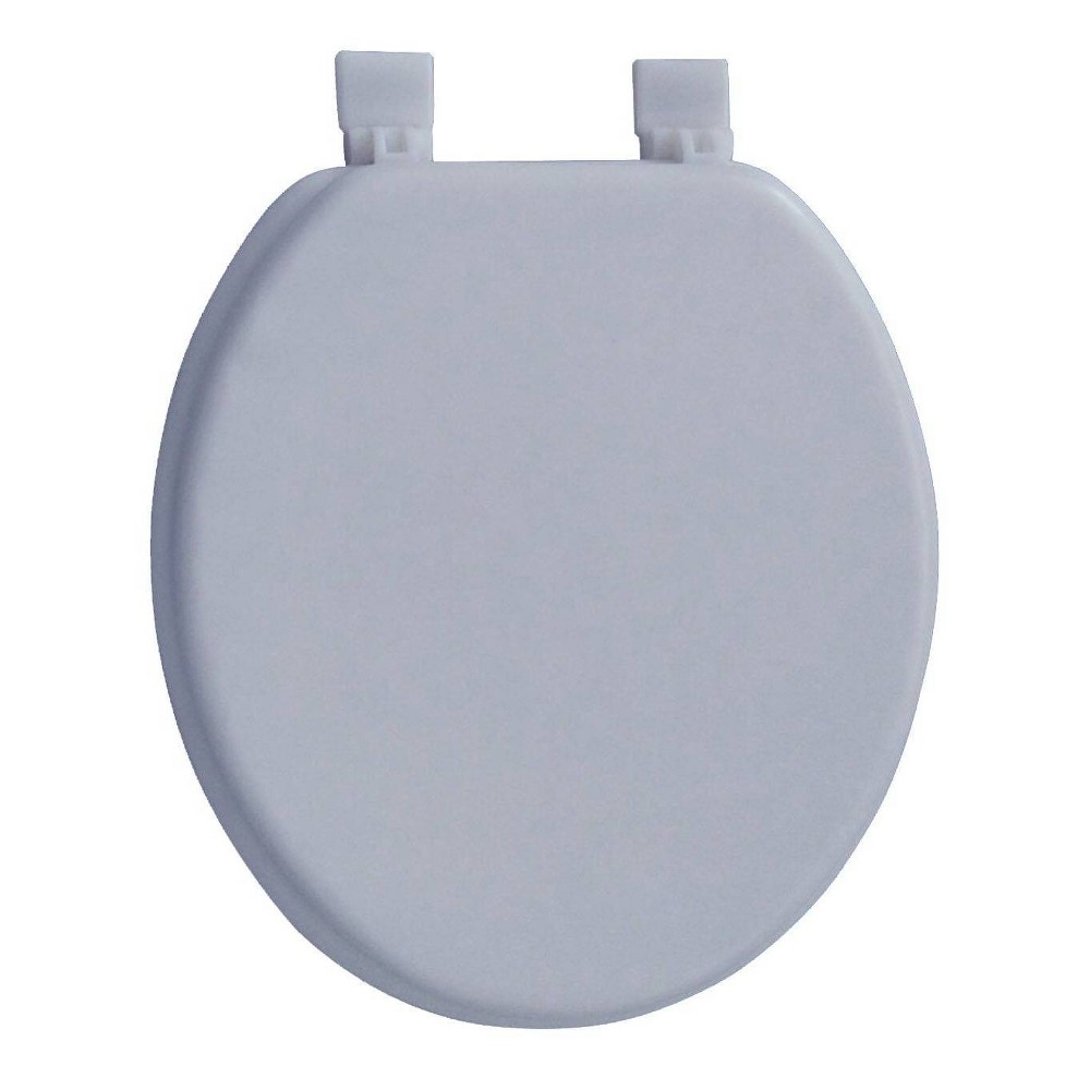 Photos - Toilet Accessory Soft Round Toilet Seat with Easy Clean & Change Hinge White - J&V TEXTILES