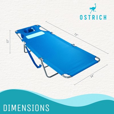 Blue Adjustable Folding Beach Chaise Lounger with Cushions