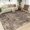 Vintage Distressed Floral Print Area Rugs for Living Room Bedroom, Washable Soft Retro Accent Floor Carpet, Non Slip Throw Mat - 2 of 4