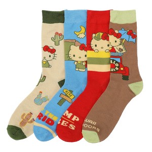 Hello Kitty Kawaii Outdoors Adult 4-Pair Casual Crew Socks-OSFA - 1 of 4