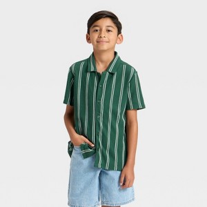 Boys' Short Sleeve Vertical Striped Button-Down Shirt - Cat & Jack™ - 1 of 3