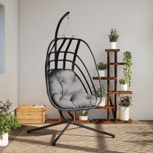 vidaXL Hanging Egg Chair with Stand Anthracite Steel - 1 of 4