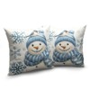 Blue Snowman Winter Pillow Covers 18x18 Set of 2 Christmas Snowflakes Bird - 3 of 3