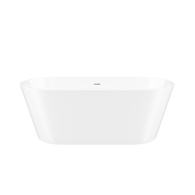 Cesicia 59 in-L  x 28 in-W  x 21 in-H Glossy White Dual Ended Freestanding Soaking Bathtub