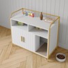 Hidden Cat Litter Box Furniture - White Enclosed Cabinet w/2 Storage Compartments, Scratching Mat & Double Doors, Elegant End Table - 2 of 4