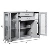 Costway Sideboard Buffet Server Storage 32'' Cabinet W/ 2 Drawers 3 Cabinets Cupboard Grey - 2 of 3
