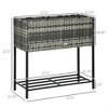 YONWAY Raised Garden Bed, Elevated Planter Box with Rattan Wicker Look, Tool Storage Shelf for Herbs, Vegetables, Flowers - 3 of 4