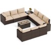 Costway 12 PCS Patio Wicker Sectional Sofa Set with 32” Propane Fire Pit Table Tank Holder Black/Brown/Navy - 2 of 4