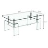 DOMETOUR Tempered Clear Glass Coffee Table, 2-Layers Coffee Table Living Room Center Table - 3 of 4
