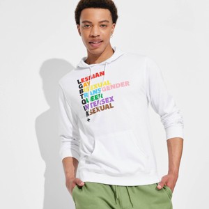 Pride Adult PH by The PHLUID Project 'LGBTQIA+' Hooded Pullover Sweatshirt - White - 1 of 4