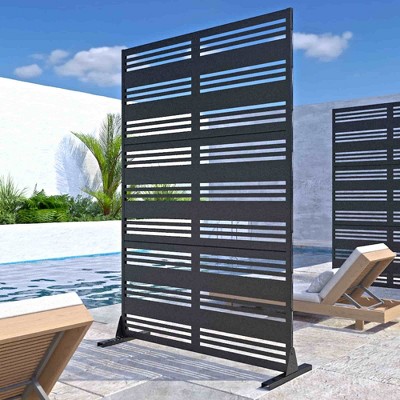 Lirago Metal Outdoor Privacy Screen Freestanding Patio Decorative Screens - 72"x47", Black