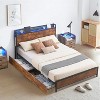 DobleePy Queen Brown Storage Bed Frame with Headboard, 4 Drawers, LED Strip & Charging Ports, Metal Platform, No Box Spring Needed - 3 of 4
