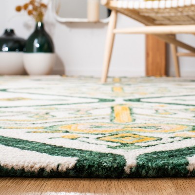 Ivory and Yellow Handmade Wool Geometric 3x5 Rug