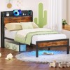Furnulem Twin Size Bed frame with Wood Storage Headboard,Metal Platform Bed with Under Storage - 3 of 4