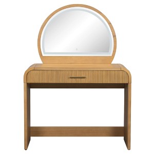 Okak Makeup Vanity Table with Large Mirror and Touch Screen, Vanity Desk with Large Drawer and Arched Corner, Dressing Table for Bedroom - 1 of 4