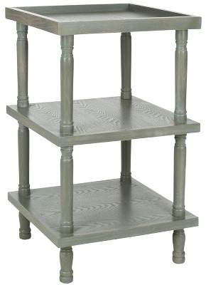 Gray Transitional Square Wood 3-Tier Side Table
