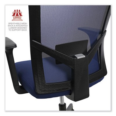 Navy Mesh Back Fabric Task Chair with Fixed Arms