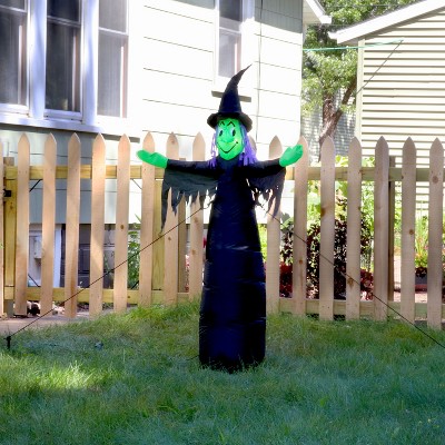 Sunnydaze Outdoor Wendolyn the Wicked Witch Self-Inflating Halloween Inflatable Yard Decoration with LED Lights and Built-In Fan - 5'
