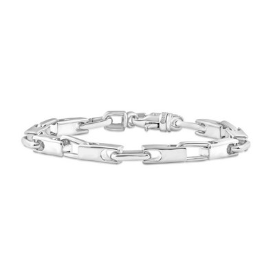 Pompeii3 Men's Polished Steel Oval Clasp 6mm Flexible Link  8.5 " Bracelet
