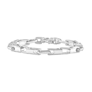 Pompeii3 Men's Polished Steel Oval Clasp 6mm Flexible Link  8.5 " Bracelet - 1 of 3